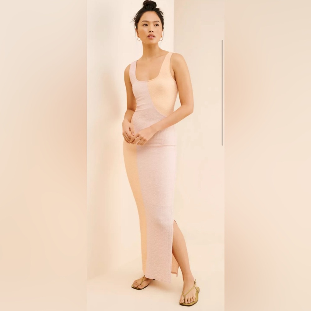 Anthropologie women’s Colorblock Knit Maxi Dress 4SI3NNA Size M